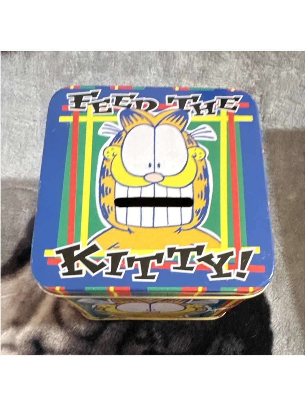 Garfield Vintage ‘Feed the Kitty’ Square Tin Box Bank